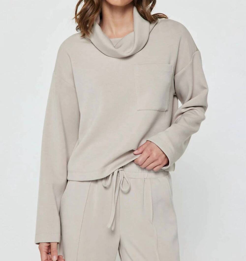 NEW CURRENT AIR cowl neck pullover sweatshirt in fog